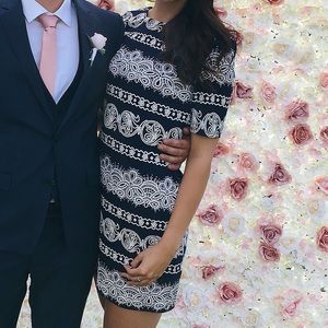 Navy blue and white dress